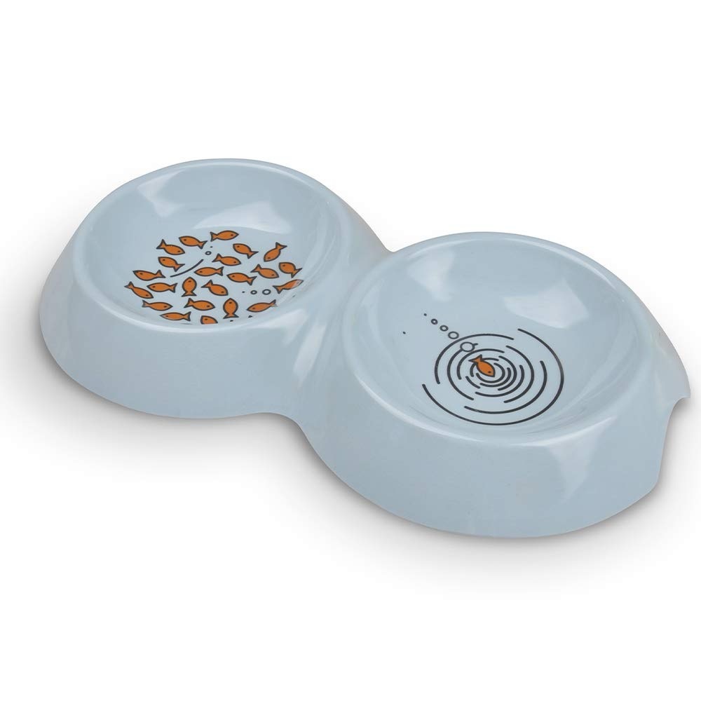 Van Ness Pets EcoWare Double Dish Cat Bowl, Whisker Friendly Feeder